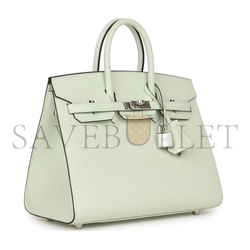 H**mes birkin 25 swift leather bubble green silver buckle bag h049362ck01 (25*20*13cm)